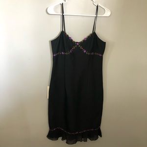 Ann Taylor Black Silk Dress with Flower Detail 6